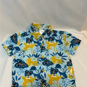 Disney The Lion King Blue and Yellow Button Down Shirt Size 3T